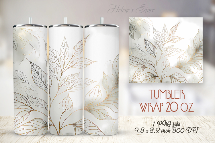 Cute watercolor leaves straight tumbler 20oz wrap designs