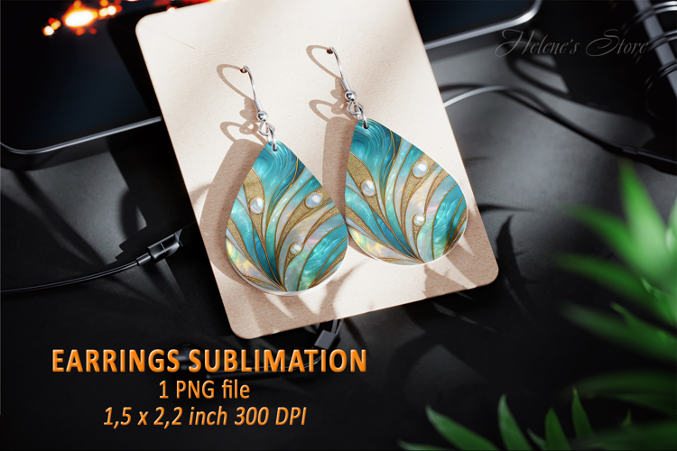 Gold Aquamarine Ocean earrings design| Teardrop earring png