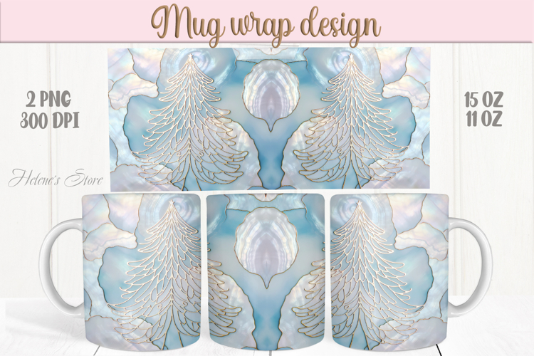 Pastel Christmas tree mug wrap png | Cute winter mug design