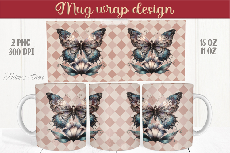 Cute butterfly mug wrap sublimation 15oz 11oz | Summer vibes