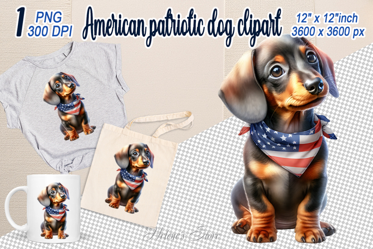 Cute puppy Dog with American flag clipart|USA Patriotic dogs