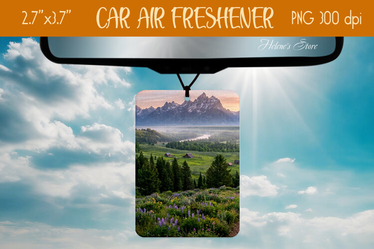Morning Mountains Air Freshener Car sublimation design png example image 1