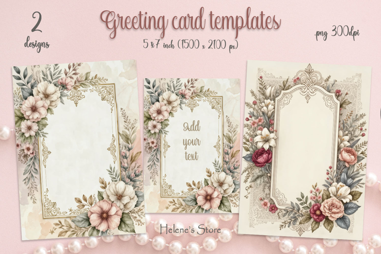 Vintage floral frame for cardmaking | Scrapbooking templates