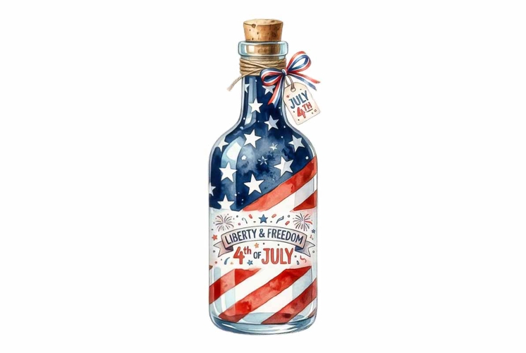 Glass Bottle Sublimation Independence Day