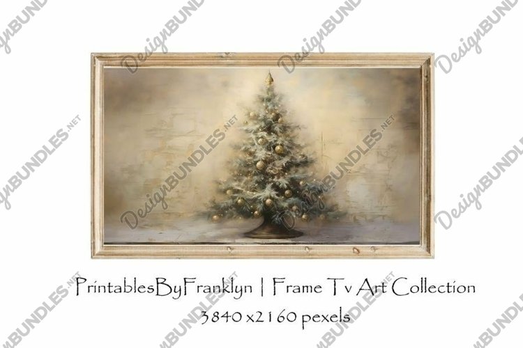 Rustic Christmas Tree Vintage Samsung Frame TV Art v3