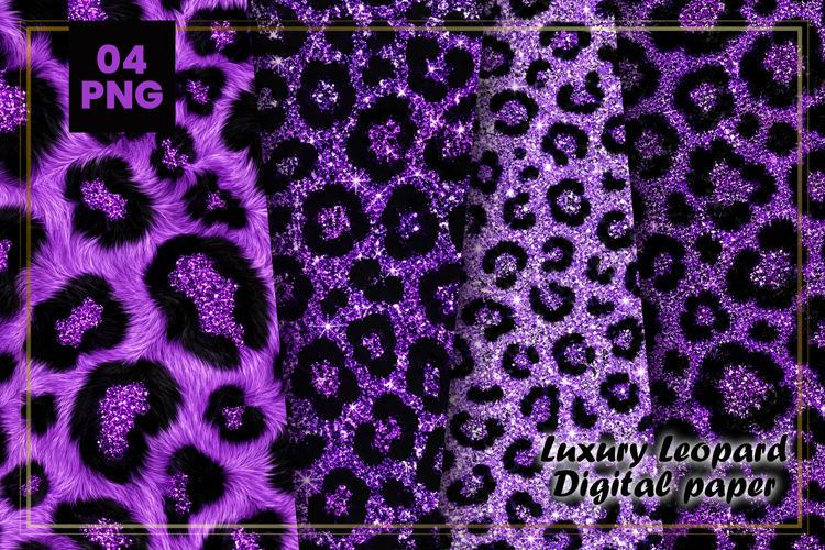 Purple Leopard Glitter Digital Paper