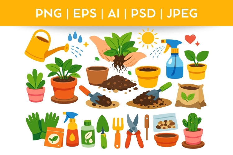 Gardening Bundle Doodle|Vector & PNG Plants