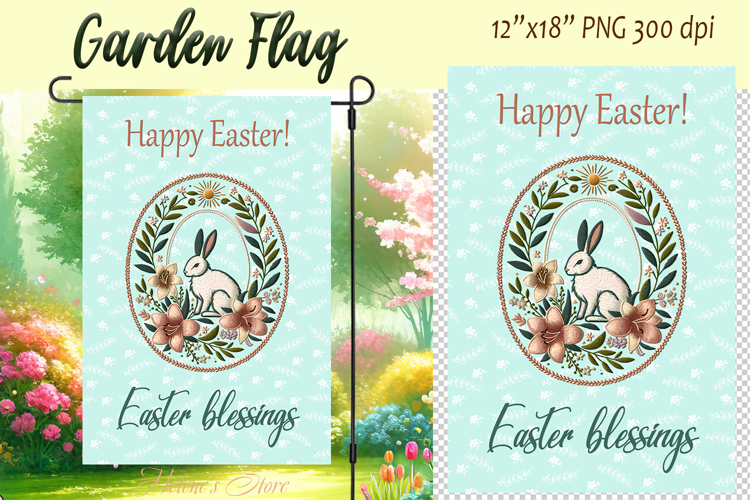 Easter Garden Flag Sublimation |Religious sublimation design