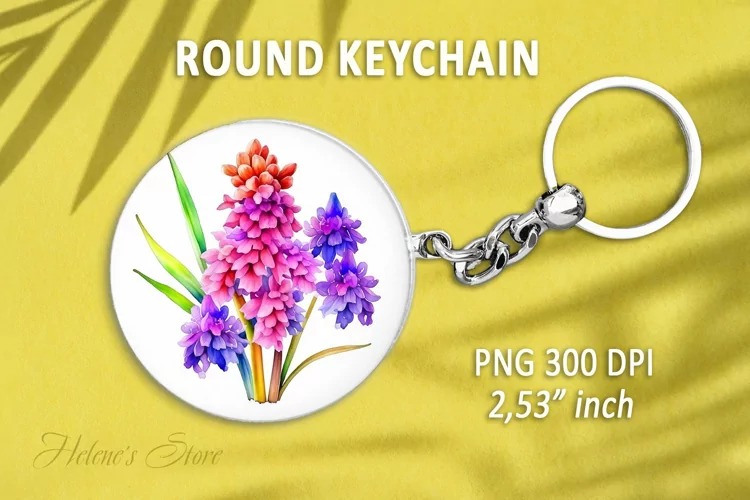 Floral round keychain sublimation| Lilac flower Car coaster