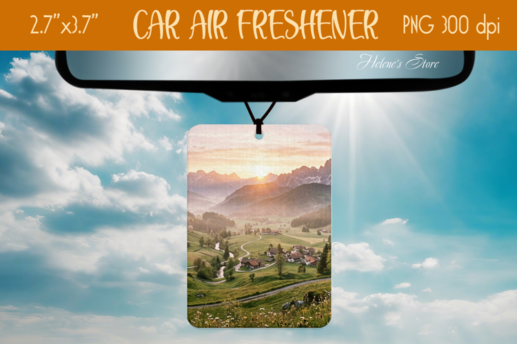 Morning Mountains Air Freshener Car sublimation design png