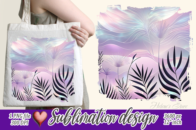 Bright leaves border | Cute purple sublimation design png