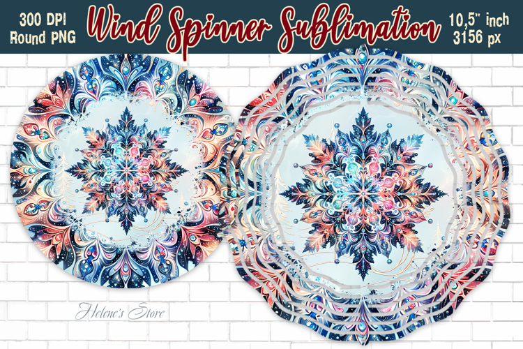 Christmas Snowflake Wind Spinner wrap sublimation design png