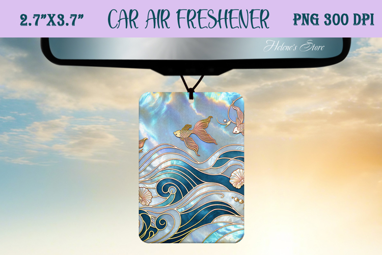 Blue & gold iridescent ocean Air Freshener Car sublimating