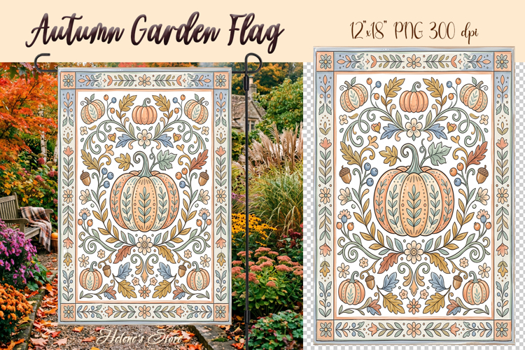 Autumn pumpkins Garden Flag Sublimation | Fall garden design