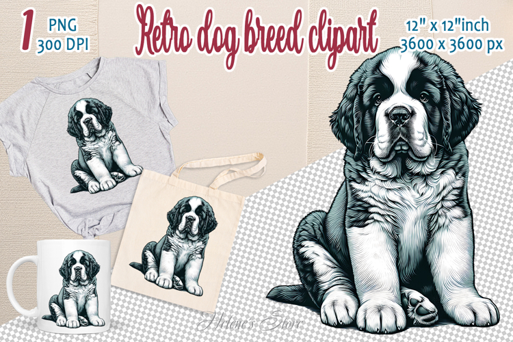 Cute vintage dog clipart | Retro dog breed design png