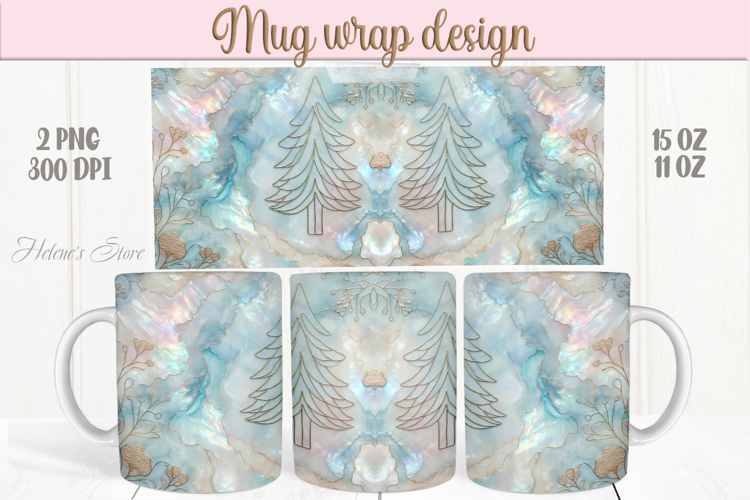 Pastel Christmas tree mug wrap png | Cute winter mug design