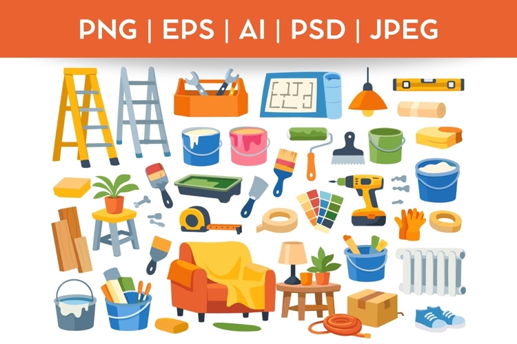 Home Repair & Moving Bundle Doodle|Vector & PNG Tools