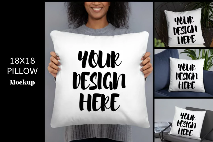 18X18 White Pillow Mockup For Crafters - 4