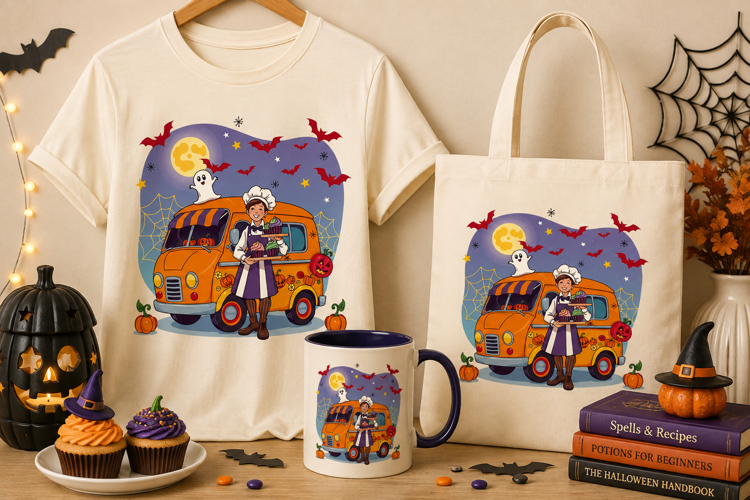 Halloween Cupcake Food Truck PNG | Spooky Baker Design