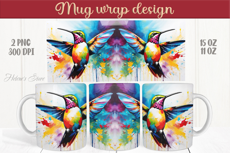 Cute Hummingbird mug wraps sublimation designs |Humming bird