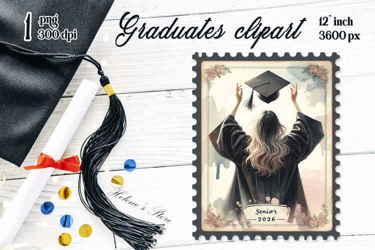 Senior 2026 sublimation png|Graduating vintage postage stamp