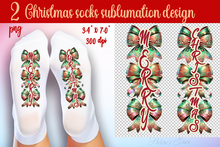 Green Merry Christmas Socks png|Sublimation Designs For Sock