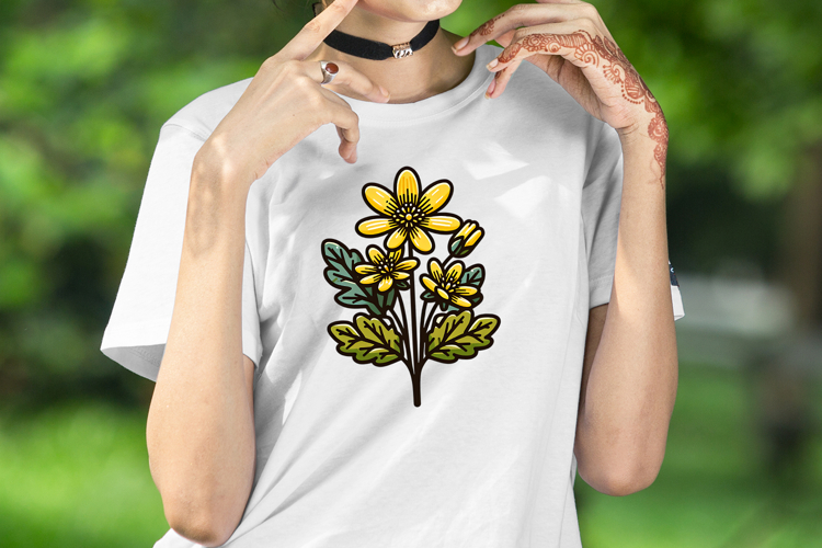 Wild flower buttercup clipart |Vintage Summer flower graphic