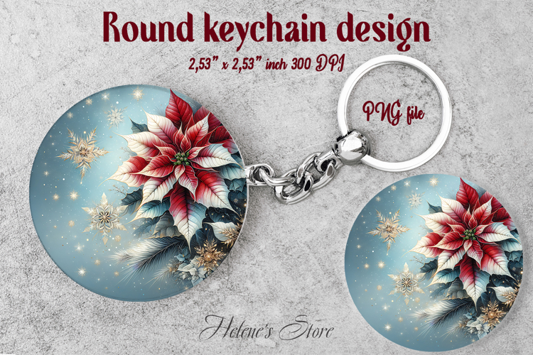Christmas round keychain design|Christmas flower Car coaster