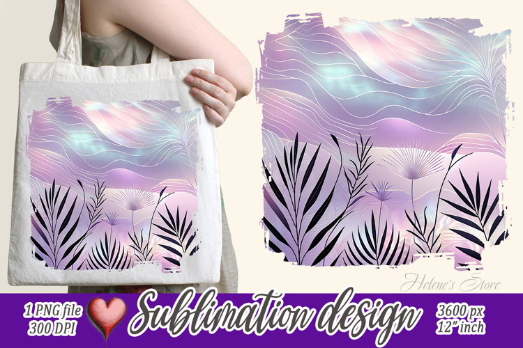 Bright leaves border | Cute purple sublimation design png