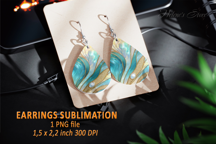 Gold Aquamarine Ocean earrings design| Teardrop earring png