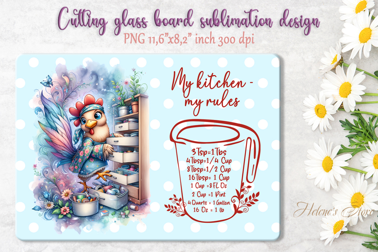 Cute chicken and funny quote cutting board sublimation png