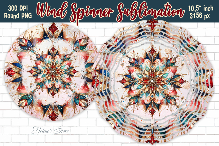 Christmas Snowflake Wind Spinner wrap sublimation design png