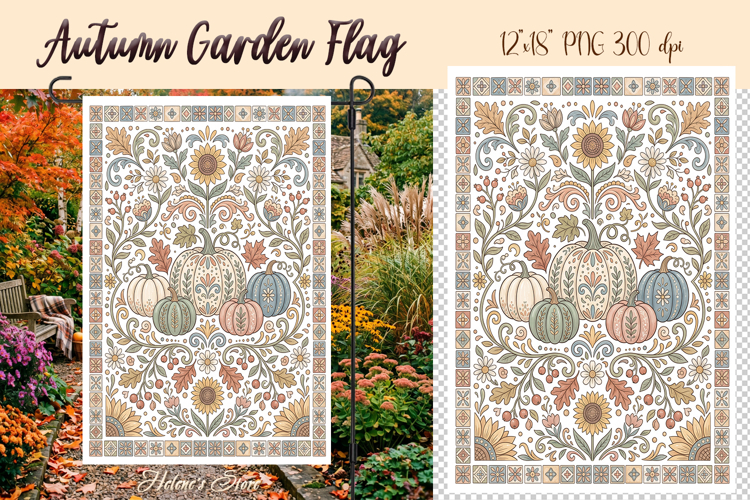 Autumn pumpkins Garden Flag Sublimation | Fall garden design