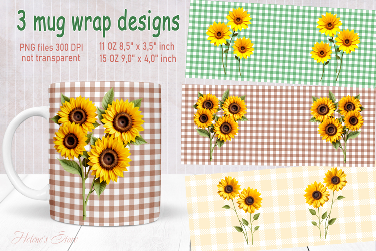 Vintage summer flowers design mug wrap 15 oz 11 oz png