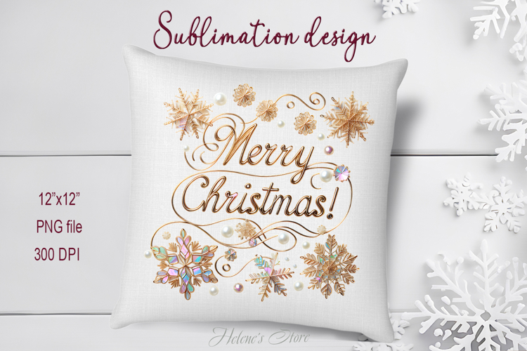 Golden Merry Christmas quote sublimation design clipart png