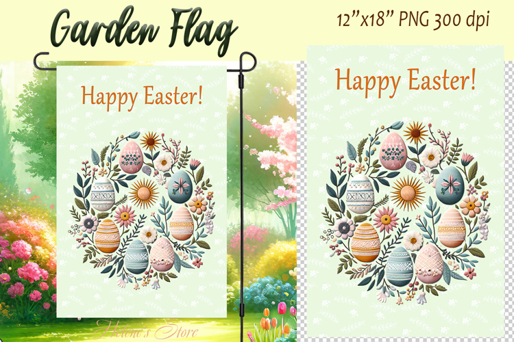 Easter Garden Flag Sublimation |Religious sublimation design