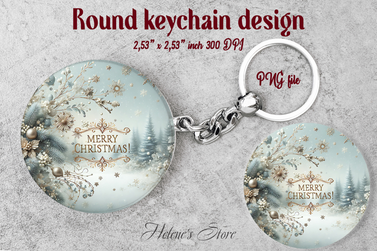 Christmas round keychain design|Christmas flower Car coaster