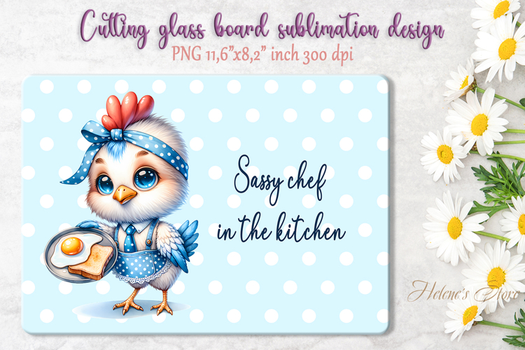 Cute chicken and funny quote cutting board sublimation png