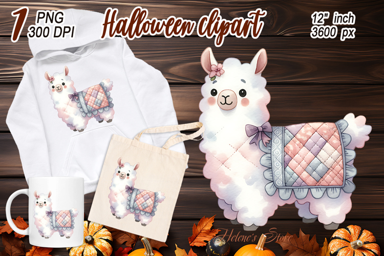 Cute watercolor Llama hat clipart png | Fall Animals design
