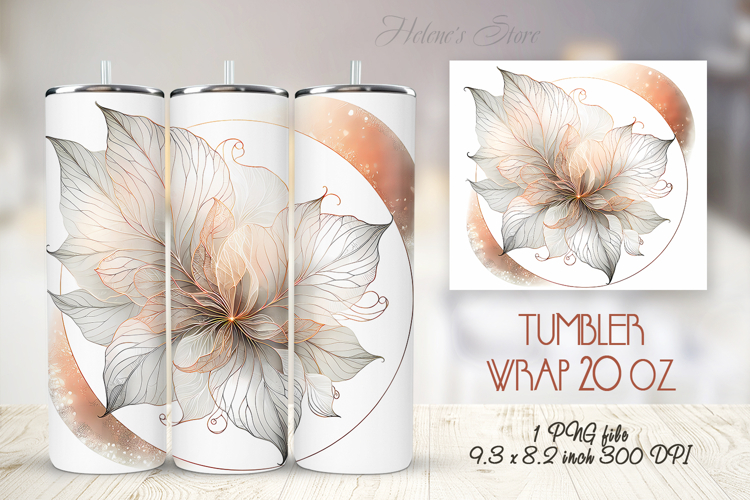 Gold watercolor leaves straight tumbler 20oz wrap designs
