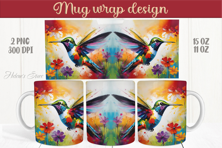 Cute Hummingbird mug wraps sublimation designs |Humming bird