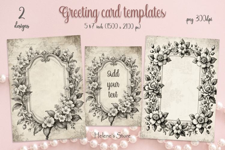 Vintage floral frame for cardmaking | Scrapbooking templates