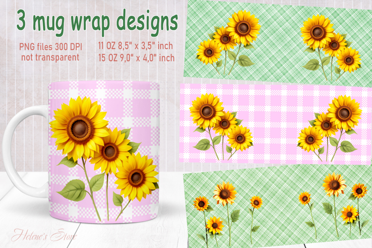 Vintage summer flowers design mug wrap 15 oz 11 oz png