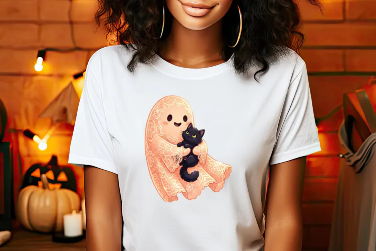 Cute Halloween clipart | Kawaii ghost sublimation design PNG
