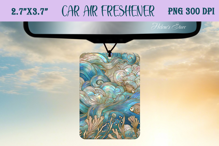 Blue & gold iridescent ocean Air Freshener Car sublimating