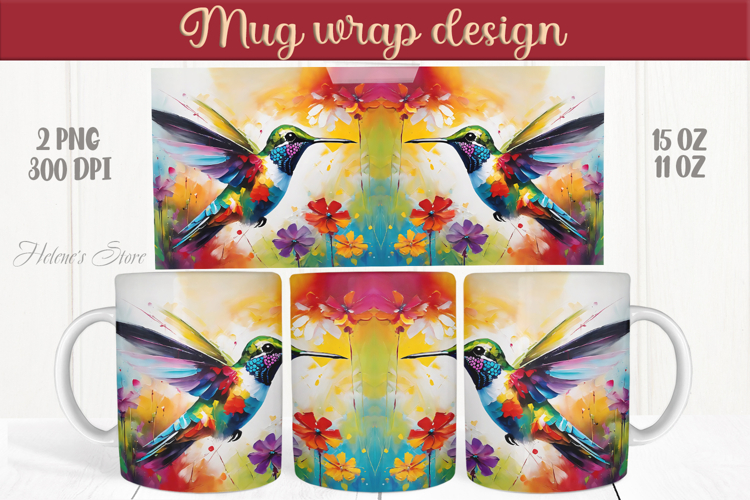 Cute Hummingbird mug wraps sublimation designs |Humming bird