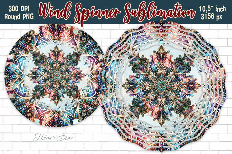 Christmas Snowflake Wind Spinner wrap sublimation design png