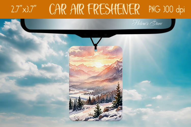 Winter Mountains Air Freshener Car sublimation design png