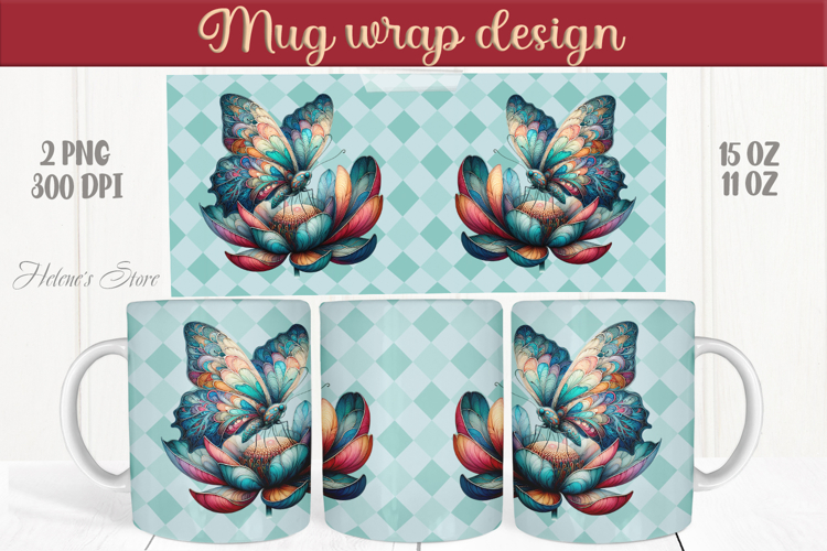 Cute butterfly mug wrap sublimation 15oz 11oz | Summer vibes