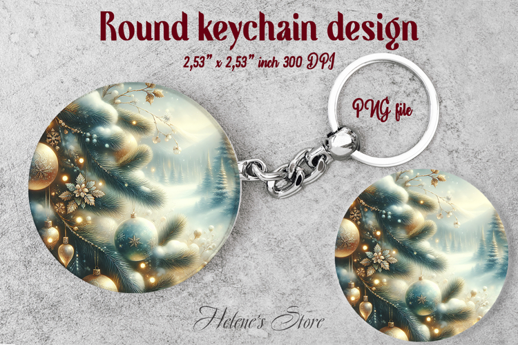 Christmas round keychain design | Christmas tree Car coaster